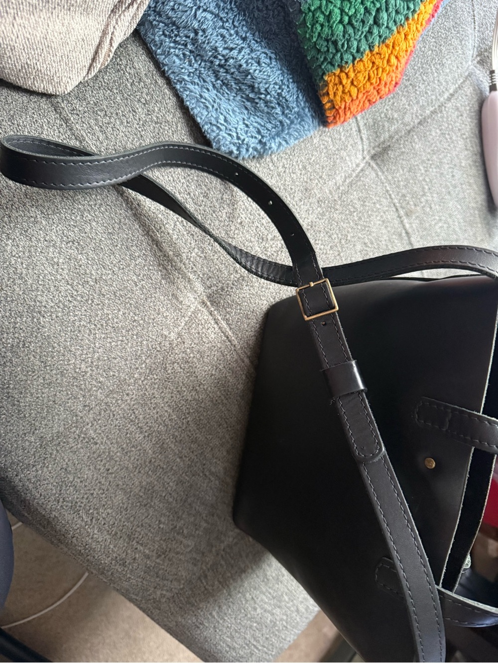 Portland Leather Black Leather Shoulder Tote with Front Pocket - Picture 7 of 8